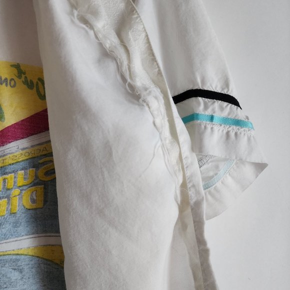 Vintage 80s Linea Gitano All American Sunset Diner Mens Small Button White Shirt - Picture 7 of 13